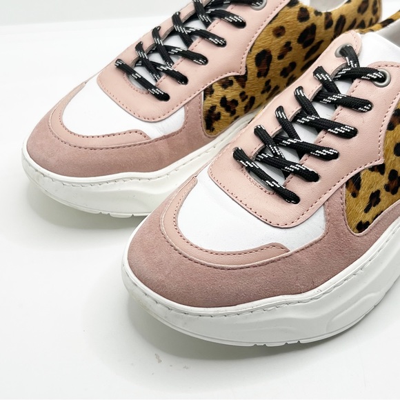 Hush Bennett Trainers Pony Hair Leopard Print Pink& White Size 36 UK 3 - Picture 3 of 9